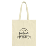 Best Friends Tote Bag, Connected by Heart, Friendship Gift, Long Distance Friend Gift, Heart Arrow Design, Canvas Tote Bag - Tawshia